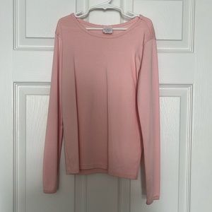 Pink long sleeve, scallop, neck top